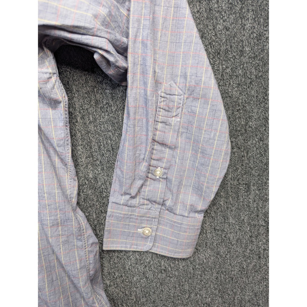 Paul Fredrick Mens Blue Plaid‎ Cotton Broadcloth Button Down Shirt 17.5 33 USA - Picture 4 of 11